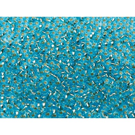 Rocailles Miyuki 8/0 Aqua Silver Lined - 10 g - cod. 0018