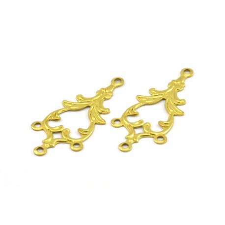 Connettore in ottone Fantasia Lavorato 1/3 file 34x15 mm - 2 pz