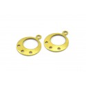 Base Orecchino/Connettore/Charm Cerchio con 3 Fori 16 x 13 mm in Ottone - 2 pz