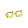 Base Orecchino/Connettore/Charm Cerchio con 3 Fori 16 x 13 mm in Ottone - 2 pz