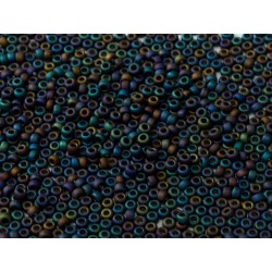 Rocailles Miyuki 8/0 Mat Black AB - 10 g - cod. 0401FR