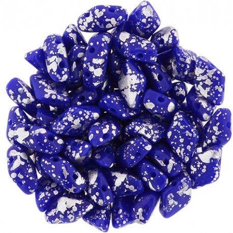 GemDuo 8 x 5 mm Silver Splash Opaque Blue - 5 g