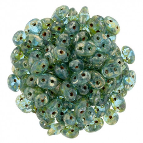 Superduo 2,5x5 mm Opaque Aquamarine Picasso - 10 g