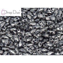 DropDuo 3 x 6 mm Jet Antique Chrome - 40 Pz