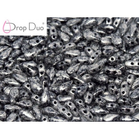DropDuo 3 x 6 mm Jet Antique Chrome - 40 Pz