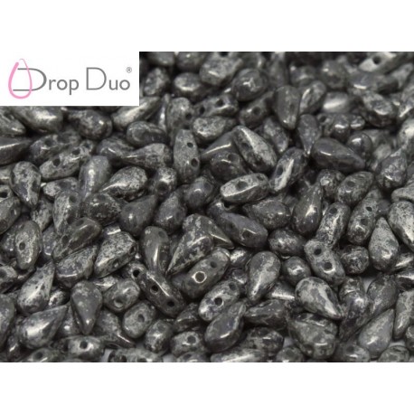 DropDuo 3 x 6 mm Chalk White Antique Chrome - 40 Pz