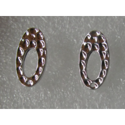 Oval Hollow Bossed Ear Stud 18x10 mm Silver Colour - 2 pcs