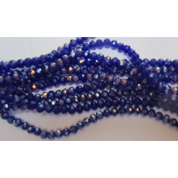 Glass Faceted Oval Beads 4x3 mm Blue Luster - 1 Strand of about 40 cm