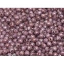 Perle Tonde in Vetro di Boemia 3 mm Chalk White Teracota Purple - 50 Pz