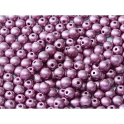 Round Glass Beads 4 mm Metallic Lilac - 50 pcs