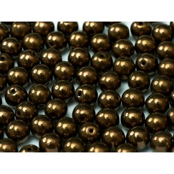 Round Glass Beads 4 mm Jet Bronze - 50 pcs