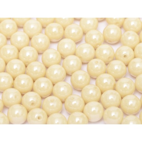 Perle Tonde in Vetro di Boemia 8 mm Chalk White Champagne Luster - 20 Pz