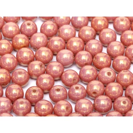 Perle Tonde in Vetro di Boemia 8 mm Chalk White Red Luster - 20 Pz