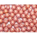 Perle Tonde in Vetro di Boemia 8 mm Chalk White Red Luster - 20 Pz