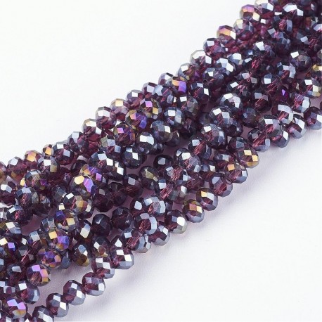 Rondelle Sfaccettate in Vetro 4x3 mm Purple AB - 1 Filo da circa 40 cm