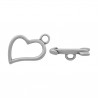 Chiusura T-Bar in Acciaio Cuore con Freccia 18x16 mm, Color Antique Silver - 1 pz