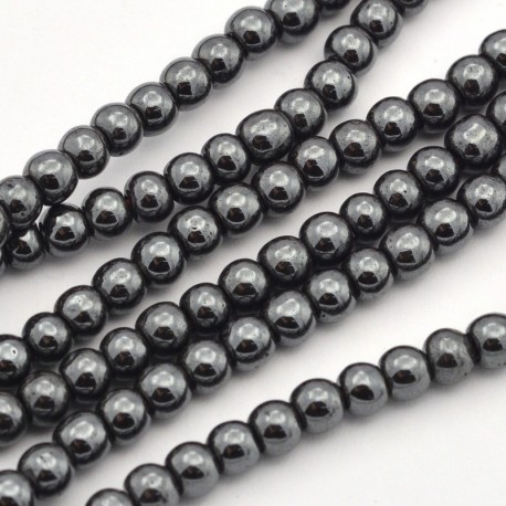 Ematite non magnetica Tonda Liscia 4 mm - 1 Filo da circa 100 pz