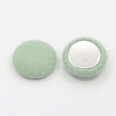 Cabochon Rivestito in Tessuto, Base Alluminio, Tondo 13 mm Light Green - 2 pz