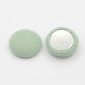 Cabochon Rivestito in Tessuto, Base Alluminio, Tondo 13 mm Light Green - 2 pz