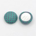 Cabochon Rivestito in Tessuto, Base Alluminio, Tondo 12,5 mm Verde/Fucsia - 2 pz