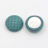 Cabochon Rivestito in Tessuto, Base Alluminio, Tondo 12,5 mm Verde/Fucsia - 2 pz