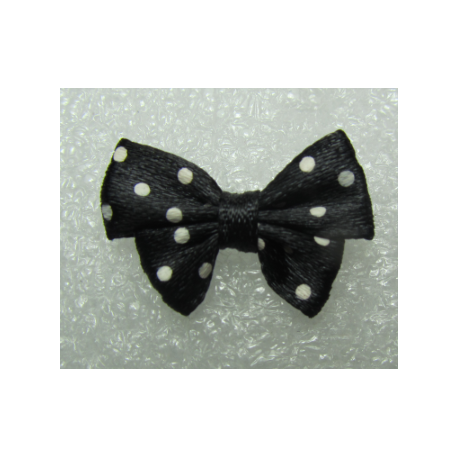 Fiocchetto in Tessuto 24x17-18 mm nero pois bianchi- 2 pz
