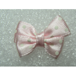 Fabric Ribbon 24x17-18 mm Light Pink White Dots - 2 pcs