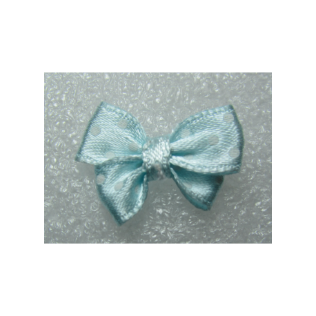 Fiocchetto in Tessuto 24x17-18 mm Azzurro pois bianchi- 2 pz