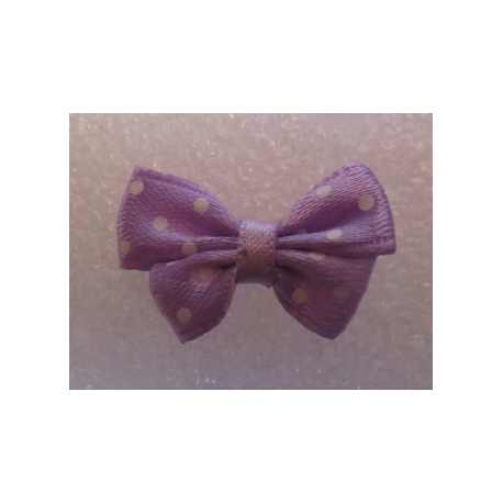 Fiocchetto in Tessuto 24x17-18 mm Lilla pois bianchi- 2 pz