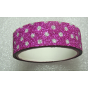 Stickers Adesivi con Glitters 14,5 mm Fucsia Pois Bianchi- 1 Rotolo da circa 3 m