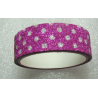 Stickers Adesivi con Glitters 14,5 mm Fucsia Pois Bianchi- 1 Rotolo da circa 3 m