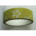 Stickers Adesivi con Glitters 14,5 mm Stelle Oro - 1 Rotolo da circa 3 m