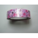 Nastro Adesivo Soggetti Floreali 15 mm Fiori Bianchi/Fucsia Sfondo Rosa - 1 Rotolo da circa 5 m