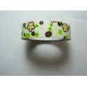 Nastro Adesivo Soggetti Floreali 15 mm Fiori Verdi/Marroni Sfondo Panna - 1 Rotolo da circa 5 m