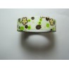 Nastro Adesivo Soggetti Floreali 15 mm Fiori Verdi/Marroni Sfondo Panna - 1 Rotolo da circa 5 m