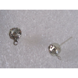 Zircon Crystal Ear Stud 6 mm Crystal/Rhodium Color - 2 pcs