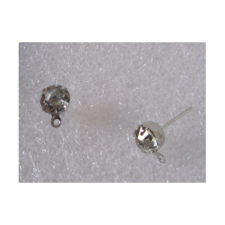 Perno Con Strass 6 mm Color Crystal/Rodio - 2 pz