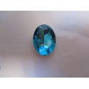 Oval Faceted Glass Cabochon 18 x 25 mm Aquamarine - 1 pc