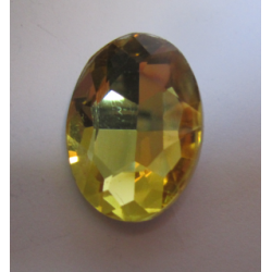 Oval Faceted Glass Cabochon 18 x 25 mm Light Yellow- 1 pc