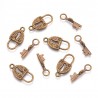 Chiusura T-Bar con Fiori 38x29x2,5 mm, Color Argento Anticato - 1 pz