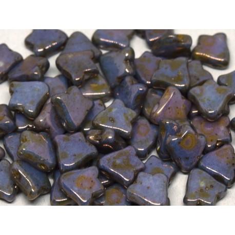 2-hole Bell 8 x 5 mm Chalk White Lila Bronze Luster - 20 Pz