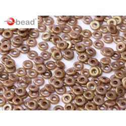 O Bead 4 mm Chalk White Lila Gold Luster - 5 g