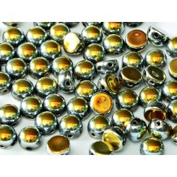 2-hole Cabochon 6 mm Jet Full Marea - 10 pcs
