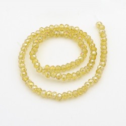 Rondelle Sfaccettate in Vetro 3 x 2 mm Light Khaki AB - 1 Filo da circa 100 pz