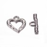 Chiusura T-Bar Cuore 26x23x2 mm, Color Hematite - 1 pz