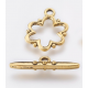 Chiusura T-Bar Fiore 19x15x1,5 mm, Color Oro Anticato - 1 pz