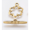 Chiusura T-Bar Fiore 19x15x1,5 mm, Color Oro Anticato - 1 pz