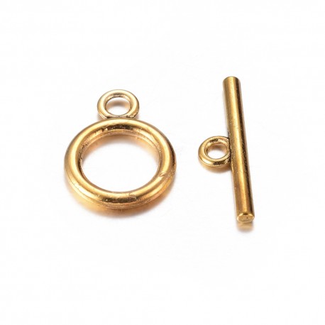 Chiusura T-Bar Tonda 14 mm, Color Oro Anticato - 1 pz