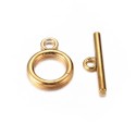 Chiusura T-Bar Tonda 14 mm, Color Oro Anticato - 1 pz