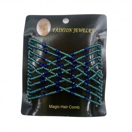 Pettine Magico con Perline in Vetro 90x80 mm, Azzurro/Blu - 1 pz